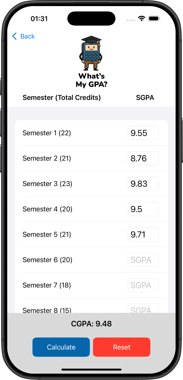 CGPA Calculator